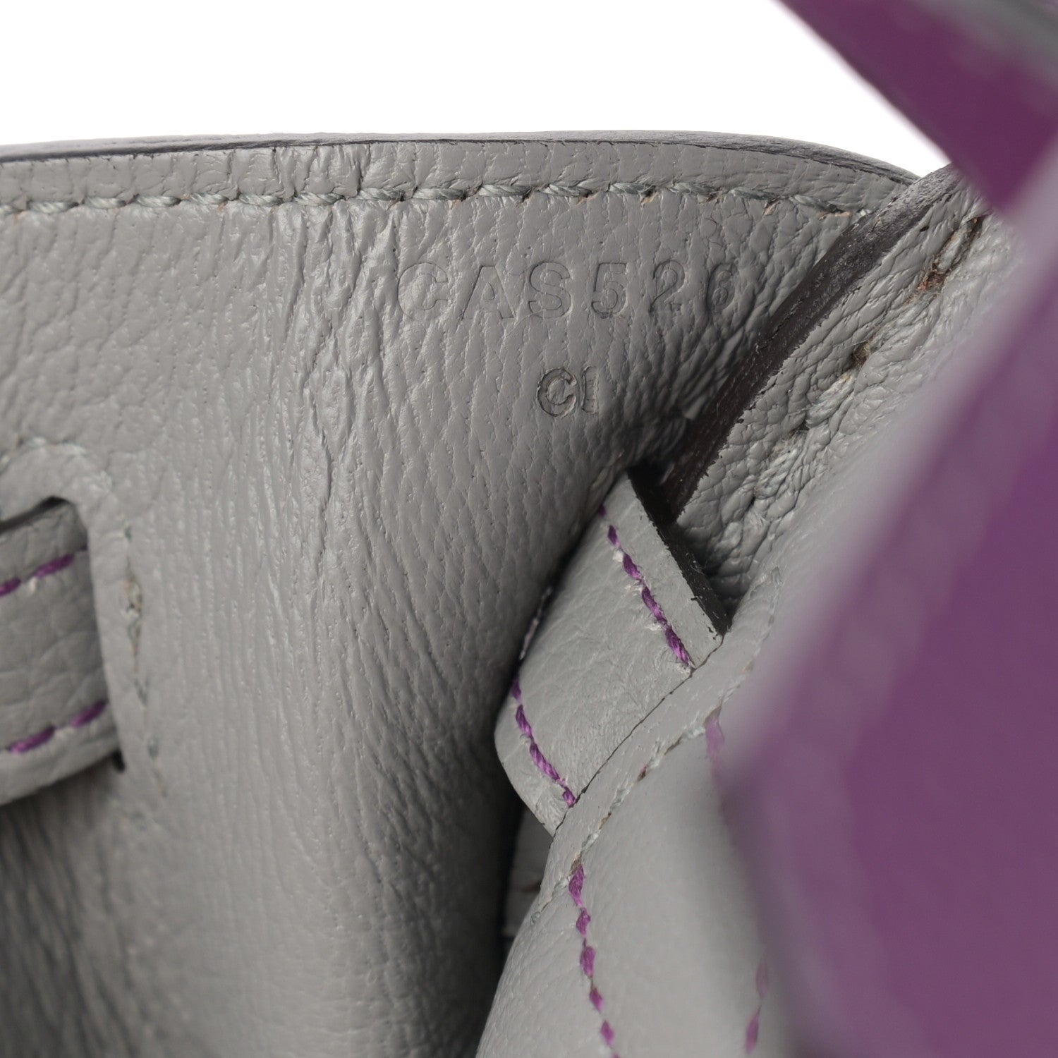 Hermes Togo Horseshoe Birkin 25 Anemone Gris Mouette 7 of 11