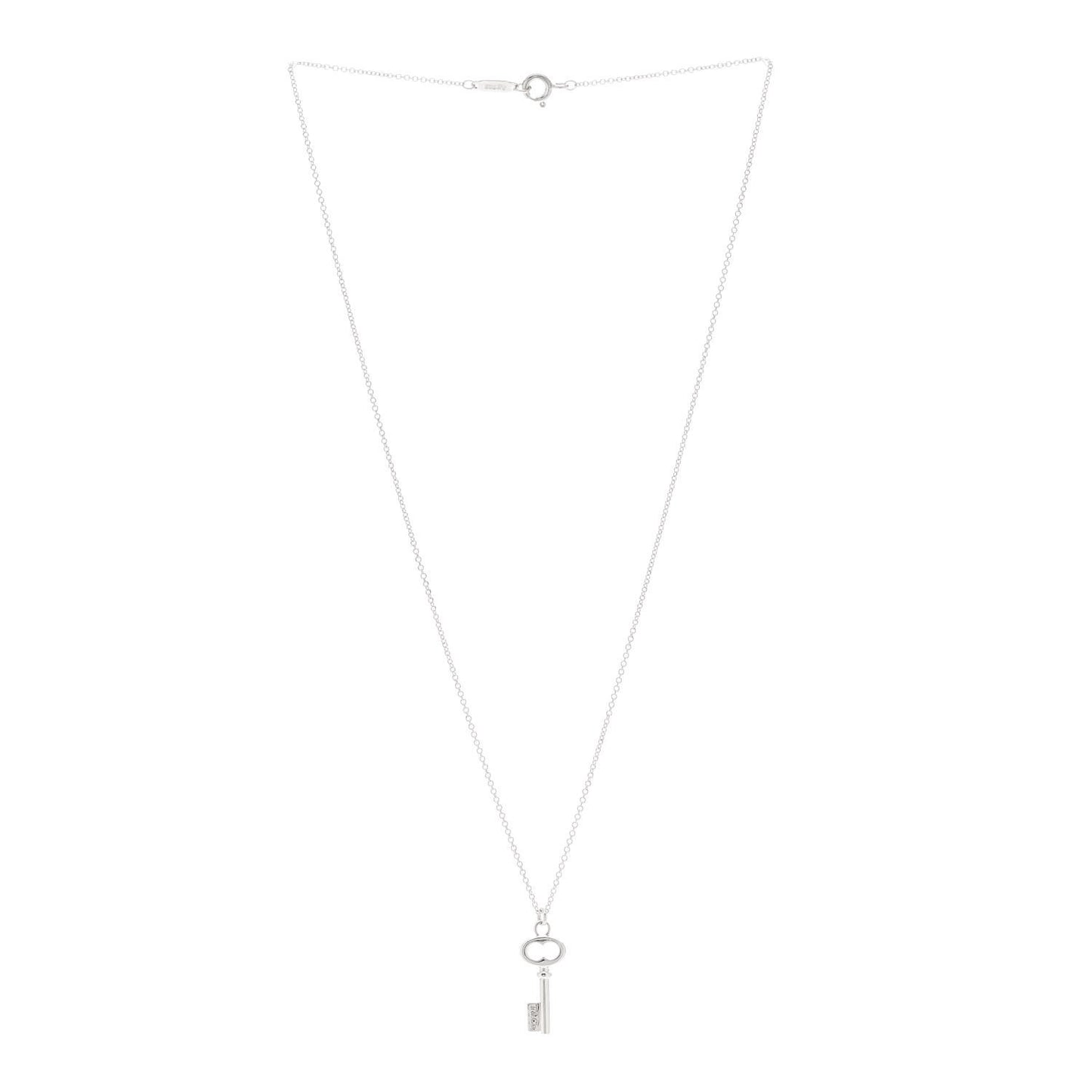 Sterling Silver Mini Oval Key Pendant Necklace
