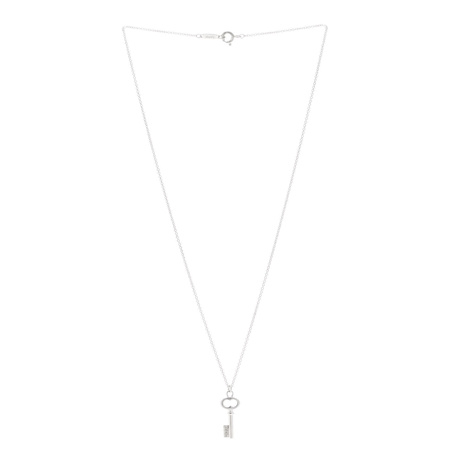 Tiffany Sterling Silver Mini Oval Key Pendant Necklace 3 of 5