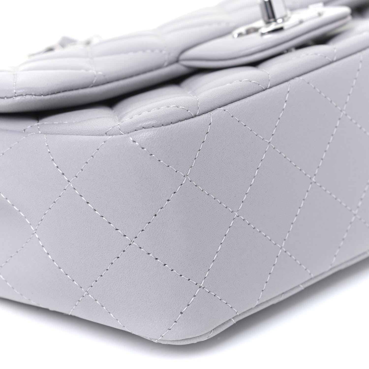 Chanel Lambskin Quilted Mini Rectangular Flap Grey 6 of 11