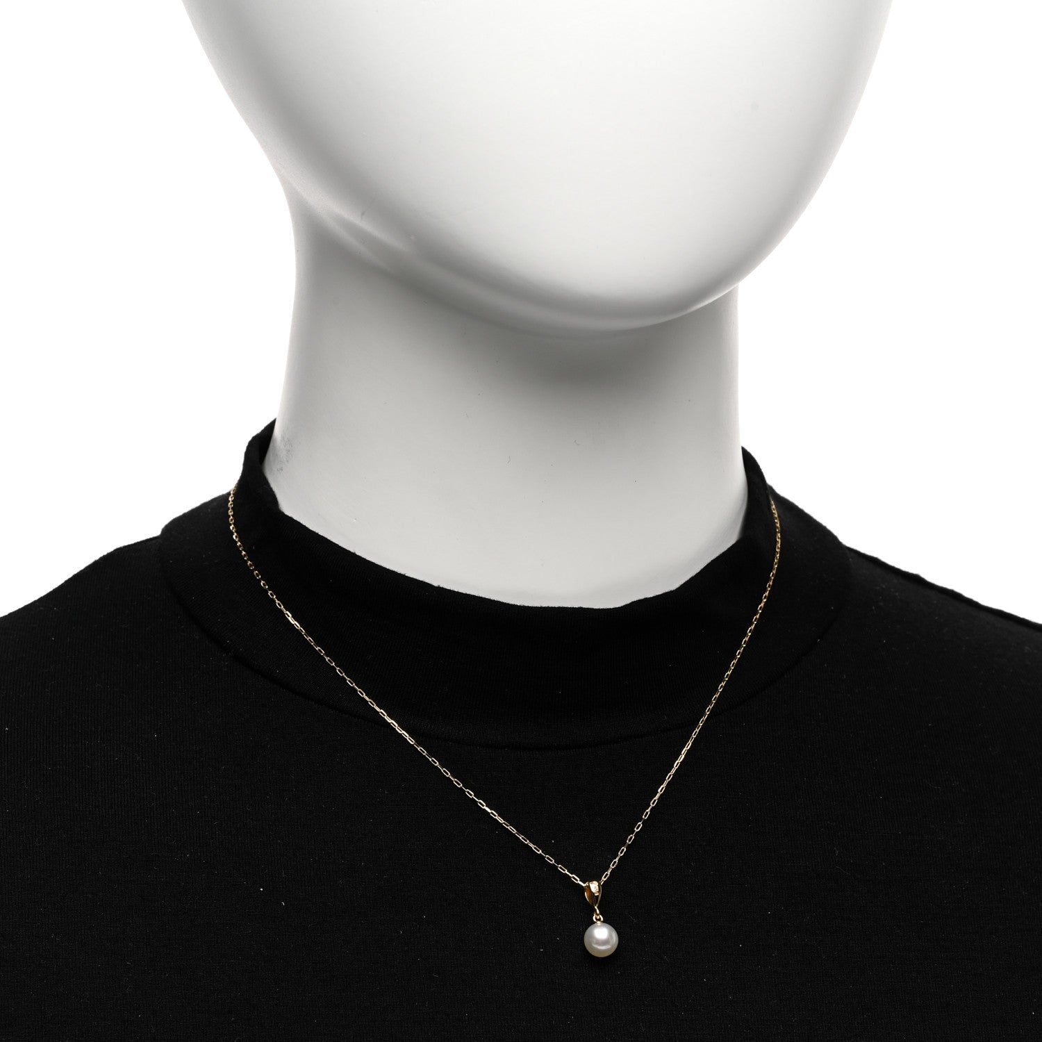 Mikimoto 18K Yellow Gold Akoya Pearl 6.5mm Drop Pendant Necklace 2 of 5