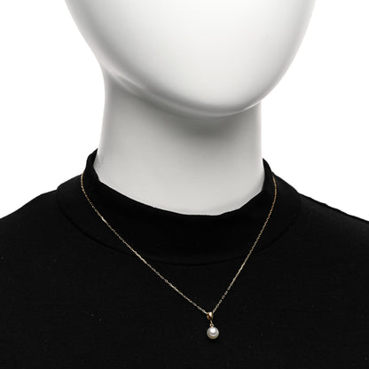 Mikimoto 18K Yellow Gold Akoya Pearl 6.5mm Drop Pendant Necklace 2 of 5