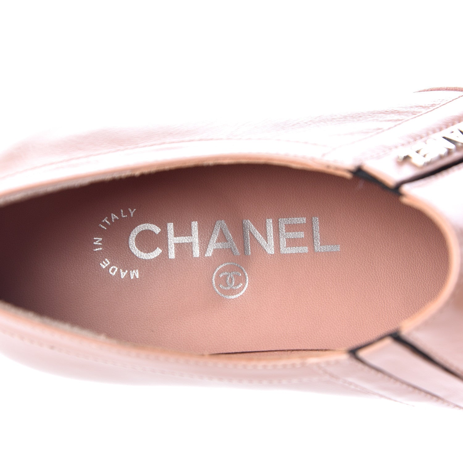 Chanel Glazed Calfskin Logo Slip On Loafers 38 Light Pink 7 of 11