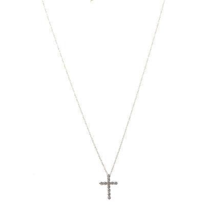 Tiffany 18K Yellow Gold Diamond Small Cross Pendant Necklace 1 of 7
