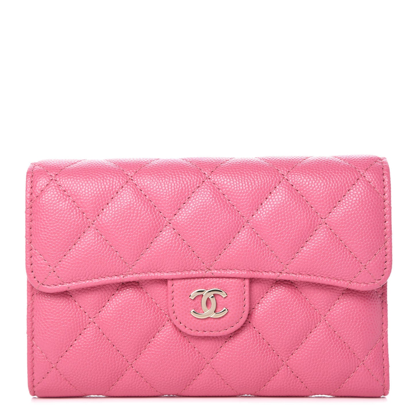 Caviar Quilted Medium Flap Wallet Pink