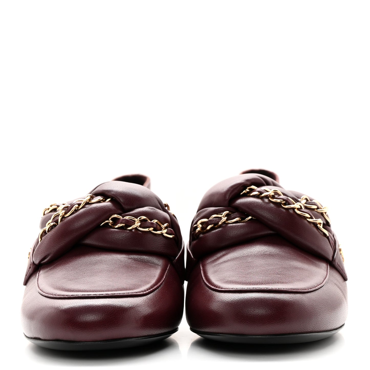 Lambskin CC Braided Chain Loafers 36.5 Bordeaux