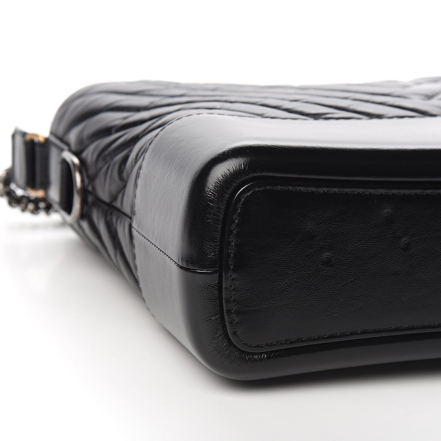 Aged Calfskin Chevron Quilted Medium Gabrielle Hobo Black