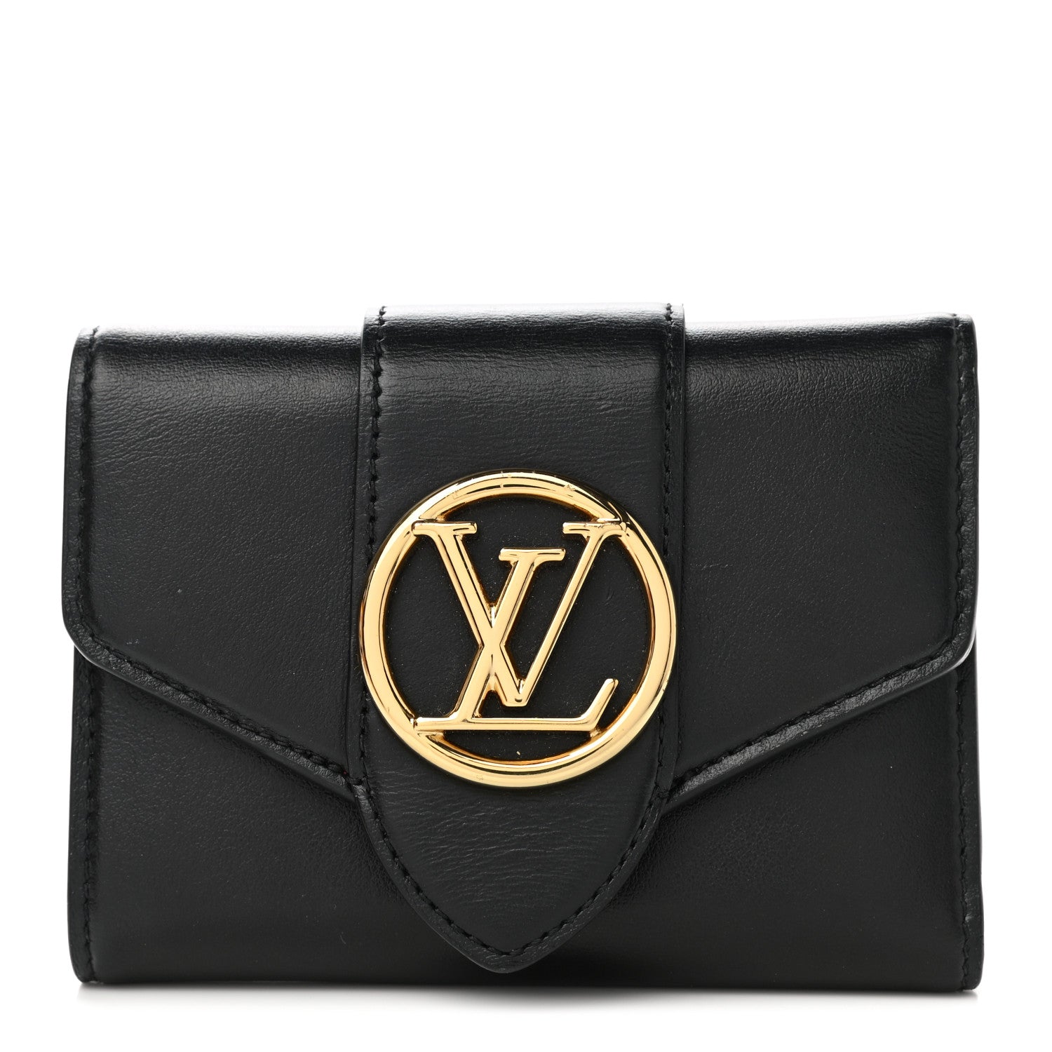 Louis Vuitton Smooth Calfskin LV Pont 9 Compact Wallet Black 1 of 8