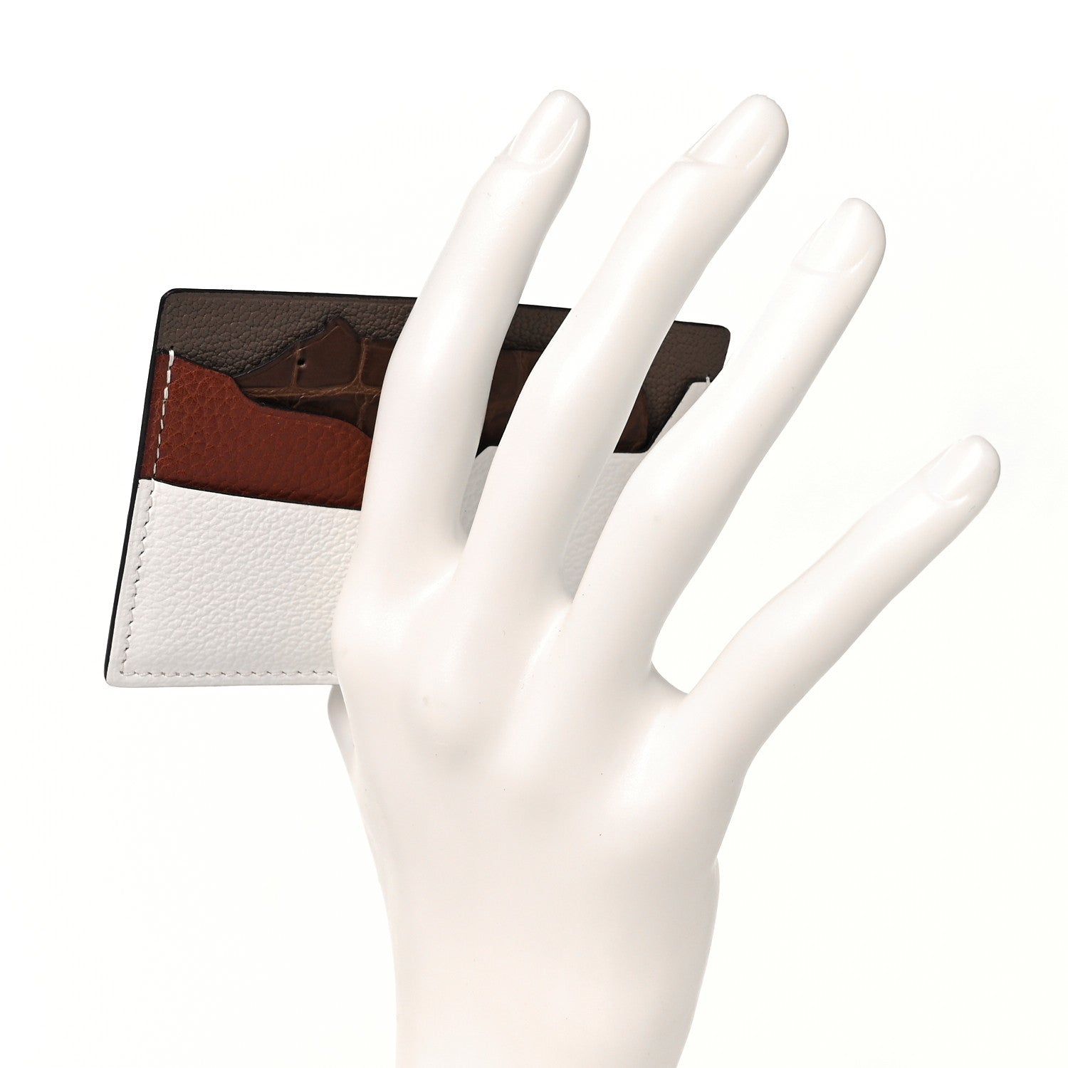 Hermes Chevre Mysore Alligator Histoire Naturelle Petit H Card Holder White 2 of 9