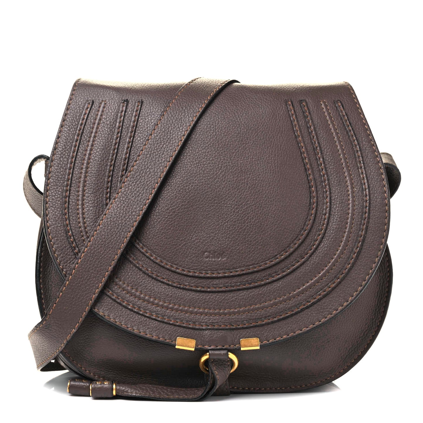 Calfskin Medium Marcie Round Crossbody Bag Truffle