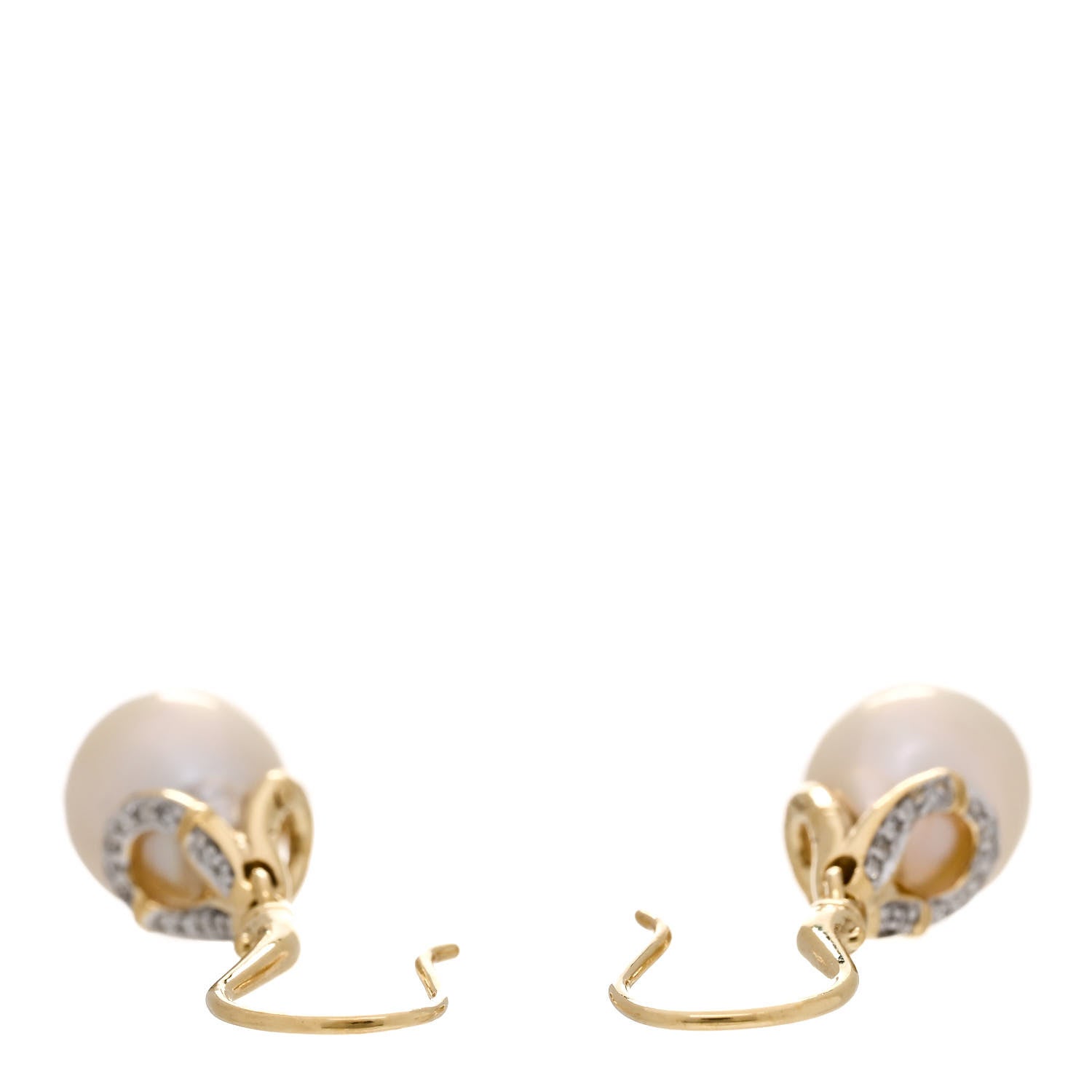 John Hardy 18K Yellow Gold Diamond Bamboo Pearl Drop Earrings 3 of 4