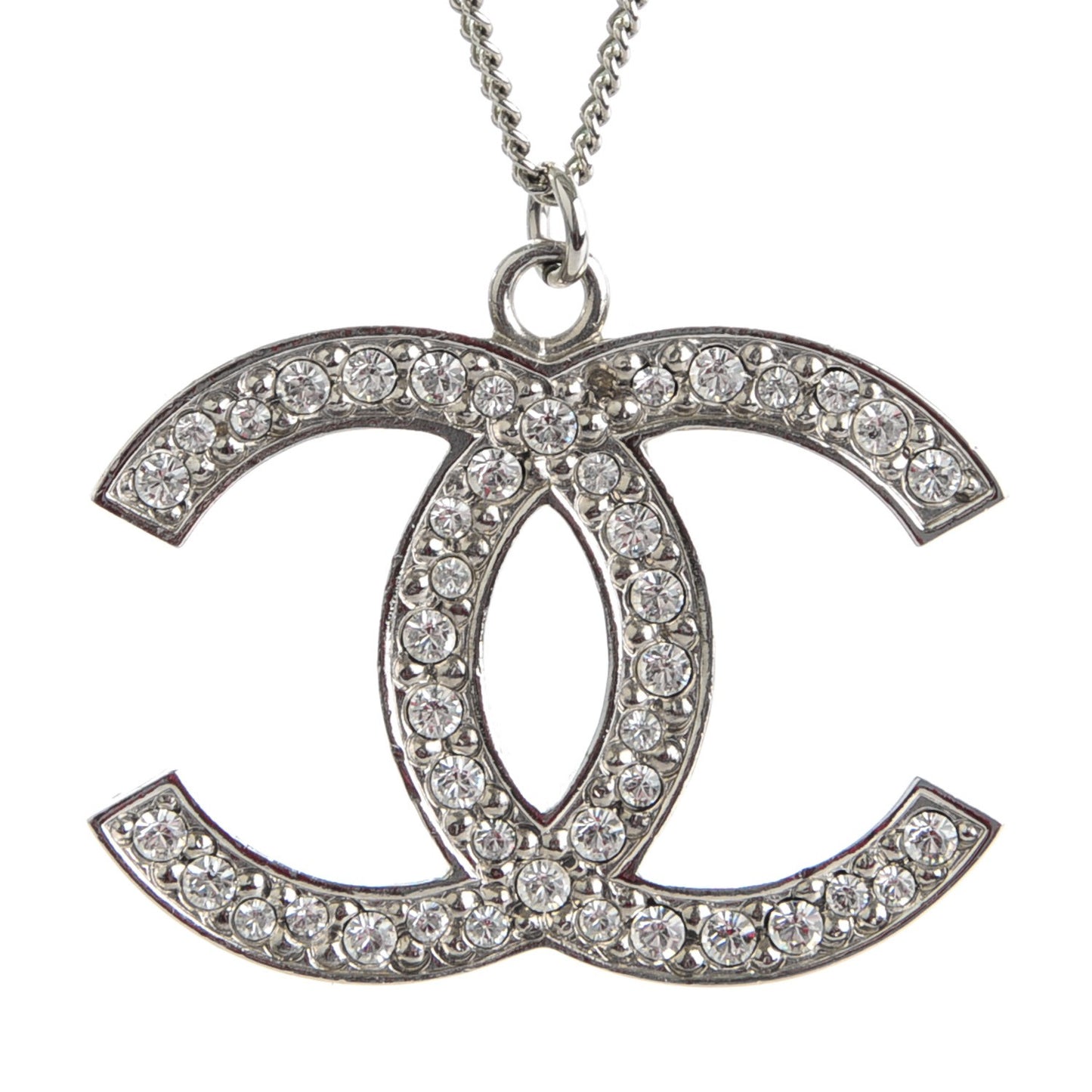 Crystal Large CC Necklace Silver
