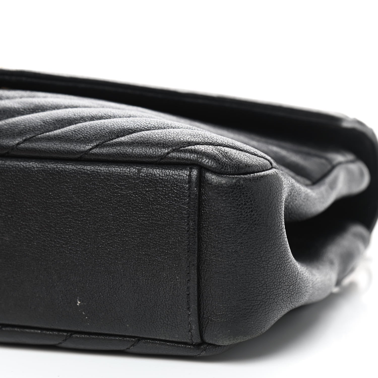 Saint Laurent Sheepskin Matelasse Chevron Monogram Medium College Bag Black 7 of 9