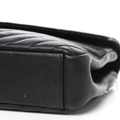 Saint Laurent Sheepskin Matelasse Chevron Monogram Medium College Bag Black 7 of 9