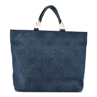 Chanel Denim Large CC Tote Dark Navy Blue 1 of 14