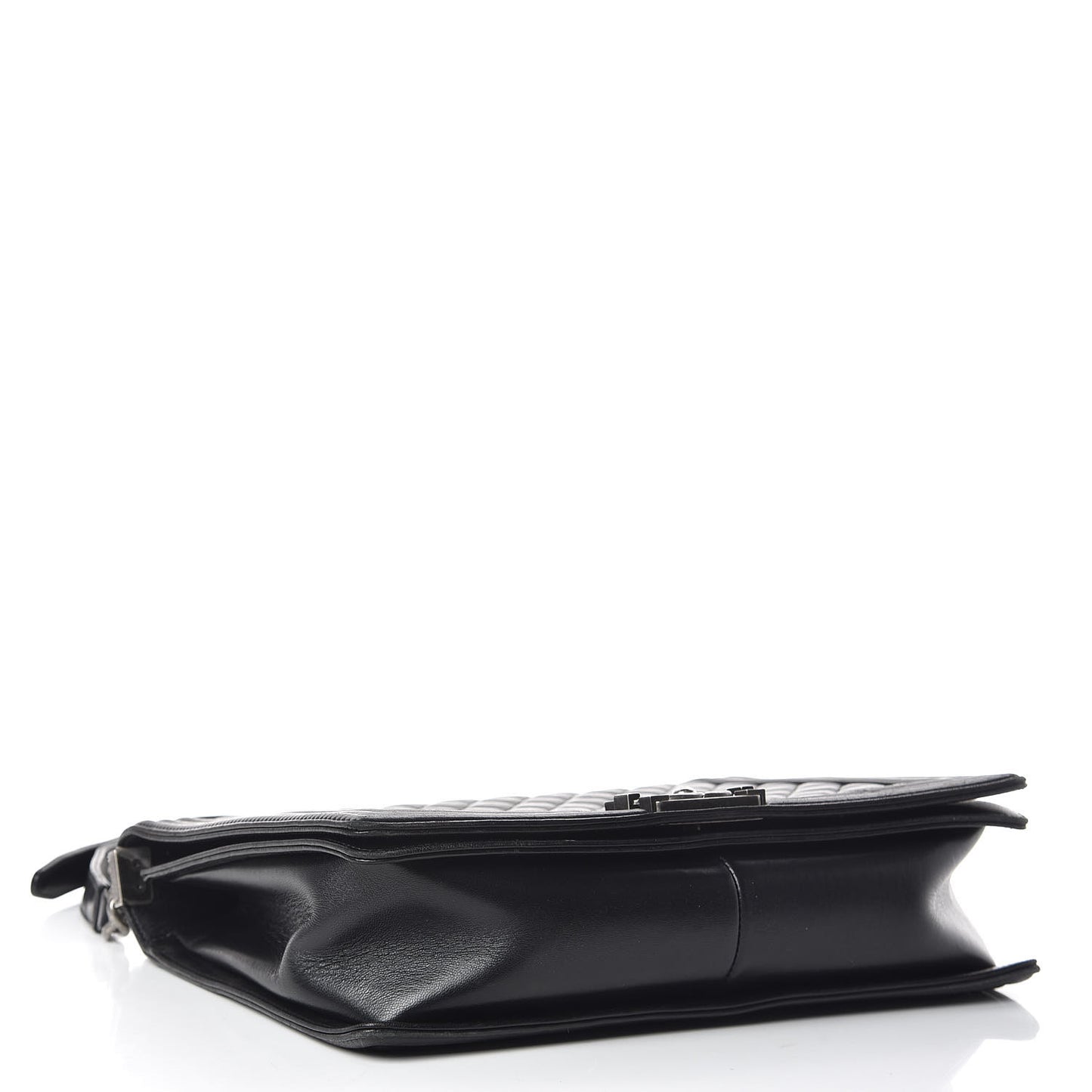 Lambskin Quilted Large Boy Flap Black