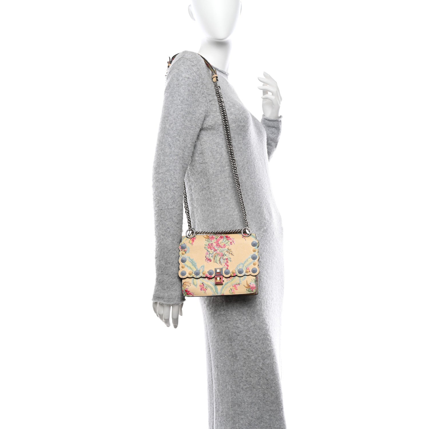 Fendi Vitello Marie Antoinette Print Rosebud Kan I Shoulder Bag Panna Multicolor 2 of 10