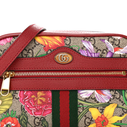 Gucci GG Supreme Monogram Flora Web Mini Ophidia Shoulder Bag Red 8 of 13