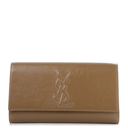 Saint Laurent Textured Patent Monogram Large Belle De Jour Clutch Nude 1 of 7
