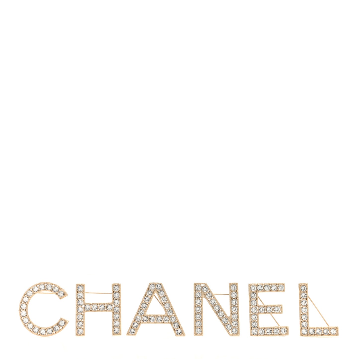 Crystal Cha-Nel Logo Brooch Set Gold