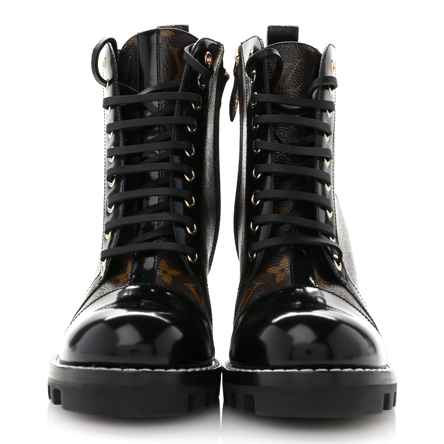 Patent Calfskin Monogram Star Trail Ankle Boots 38.5 Black