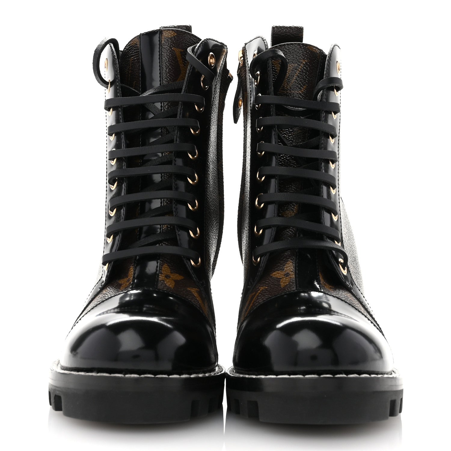 Louis Vuitton Patent Calfskin Monogram Star Trail Ankle Boots 38.5 Black 2 of 9