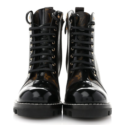 Louis Vuitton Patent Calfskin Monogram Star Trail Ankle Boots 38.5 Black 2 of 9
