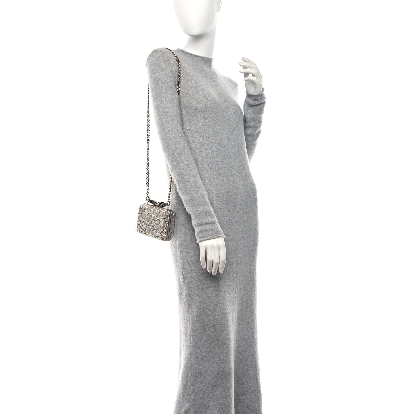 Crystal Strass Fiocco Box Clutch Silver
