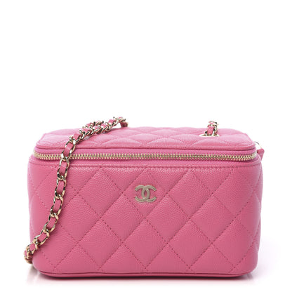 Chanel Shiny Caviar Quilted Small Vanity Pink 1 of 11