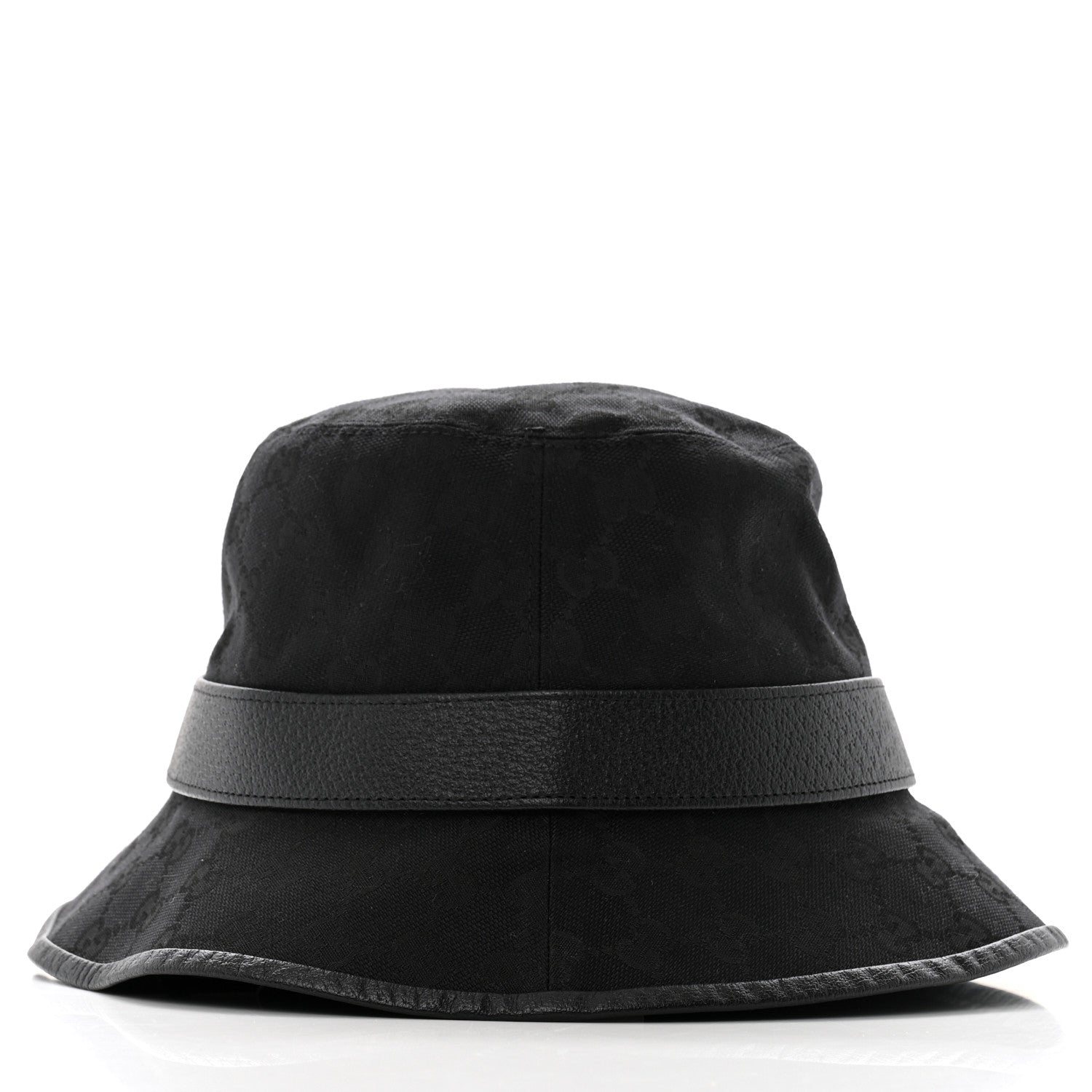 Gucci Monogram Textured Dollar Calfskin GG Jago Bucket Hat M Black 5 of 10