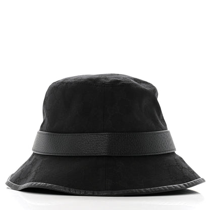 Gucci Monogram Textured Dollar Calfskin GG Jago Bucket Hat M Black 5 of 10