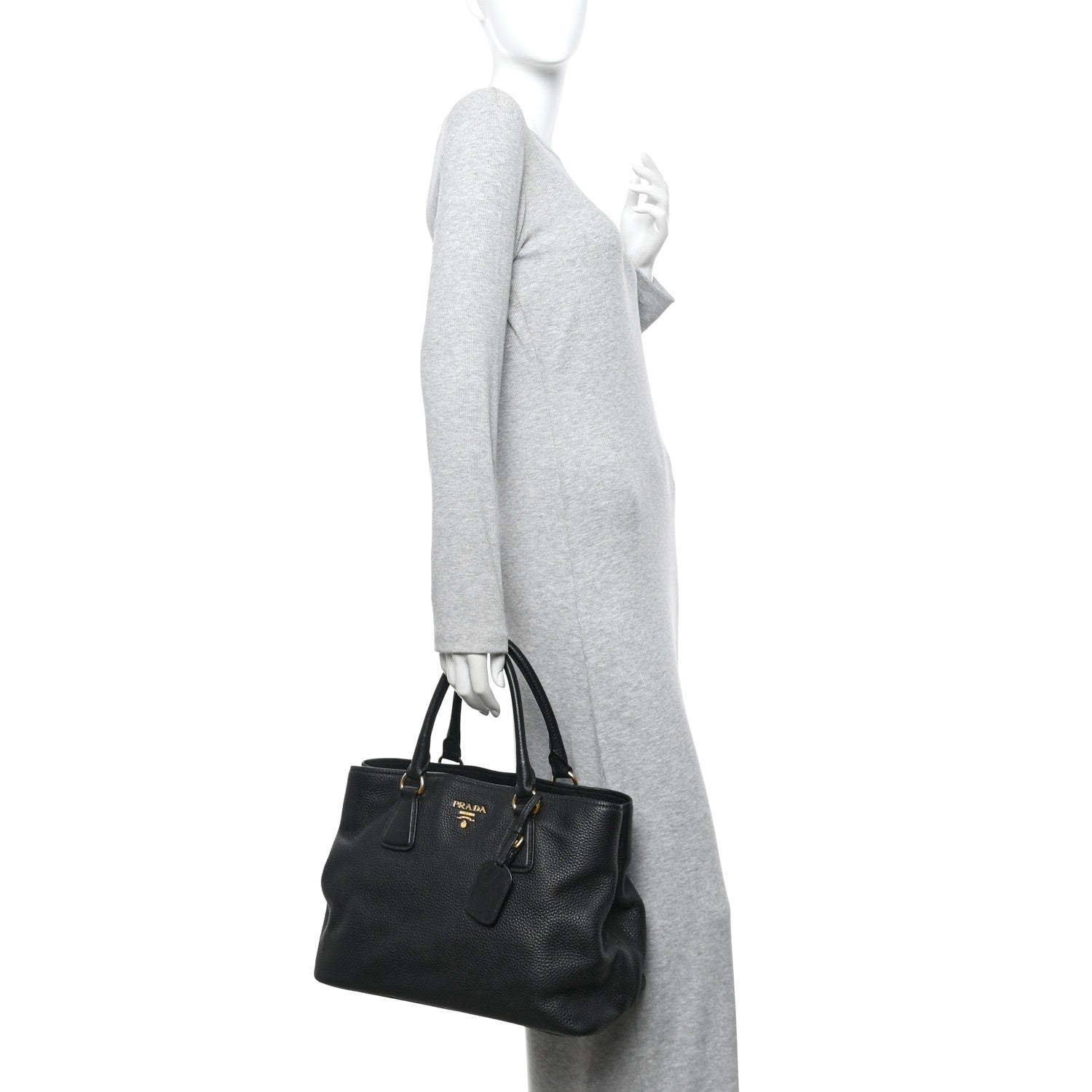 Prada Vitello Daino Tote Black 2 of 12