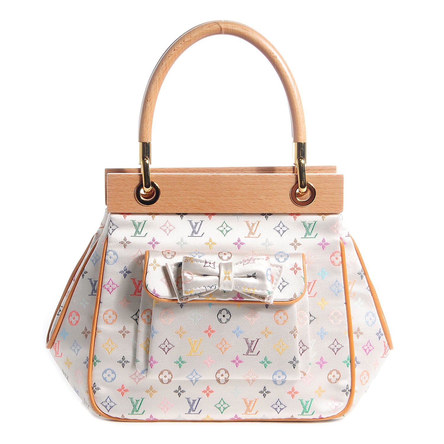 Louis Vuitton Silk Satin Monogram Multicolor Abelia White 1 of 7
