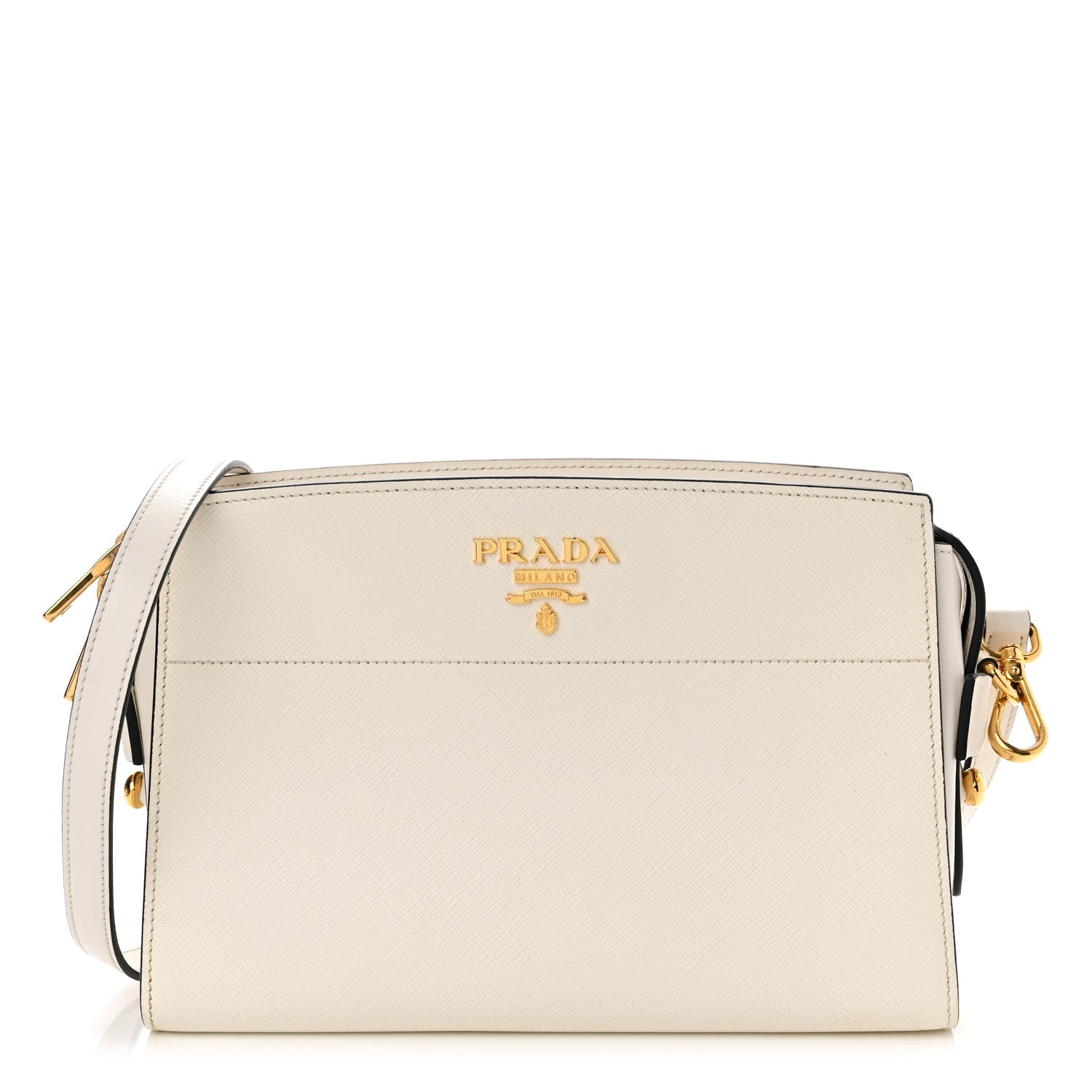 Prada Saffiano City Calfskin Esplanade Crossbody Bag White 1 of 11