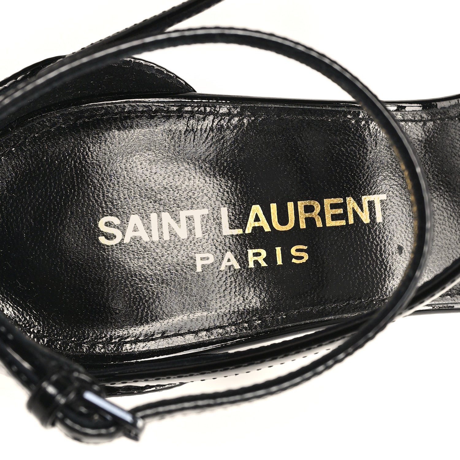 Saint Laurent Patent Cassandra 100 Ankle Strap Sandals 35.5 Black 8 of 9