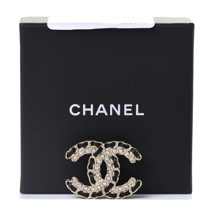 Chanel Lambskin Crystal Vintage Allure CC Chain Brooch Black Gold 5 of 5
