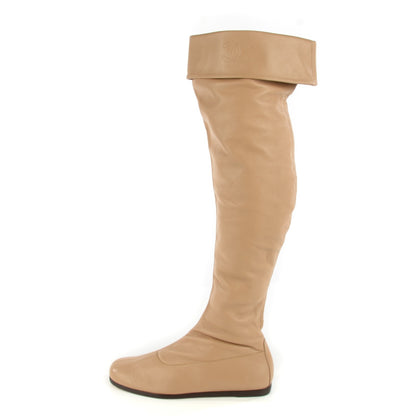 Chanel Lambskin Knee High Boots 38.5 Beige 1 of 8