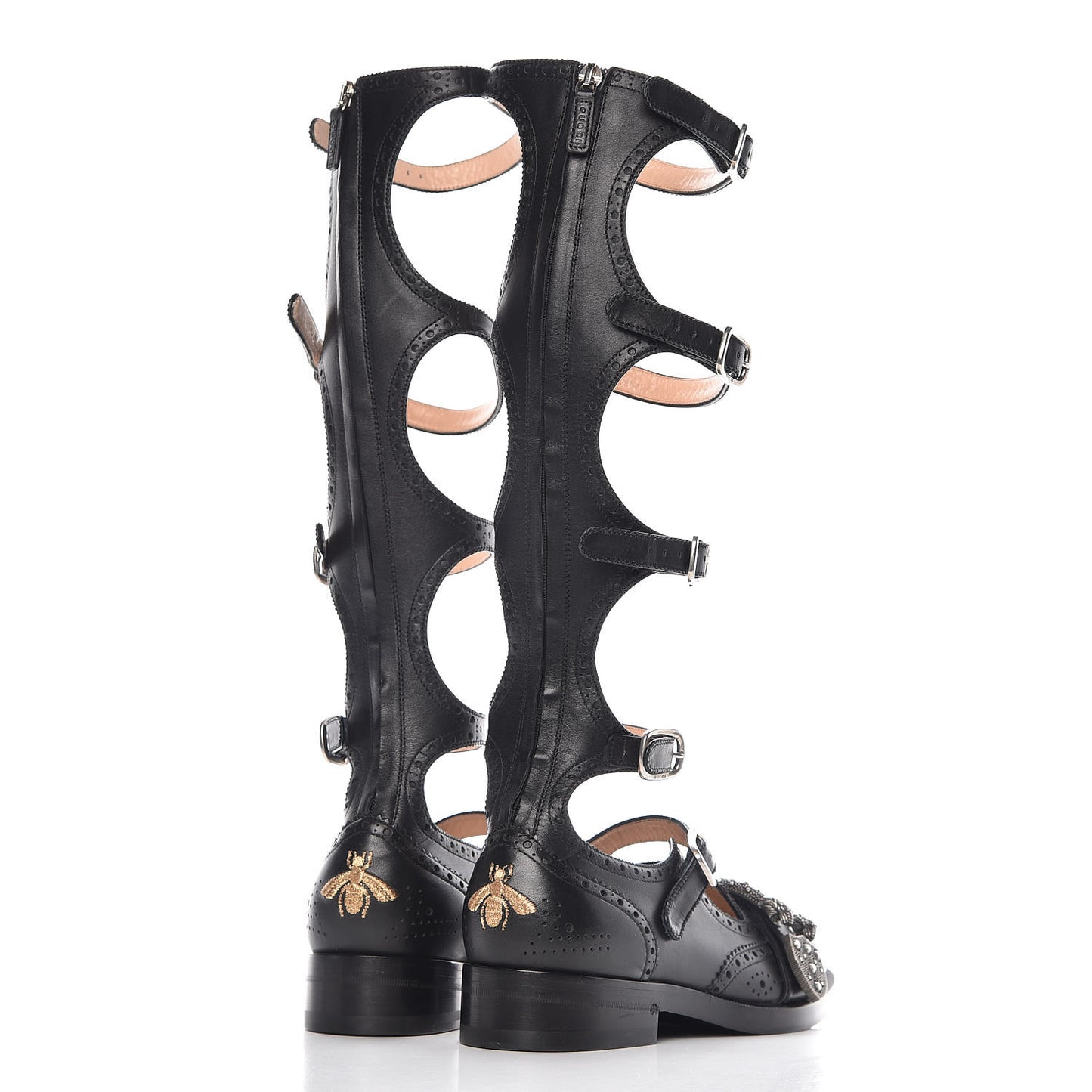 Calfskin Queercore Brogue Knee High Boots 37.5 Black