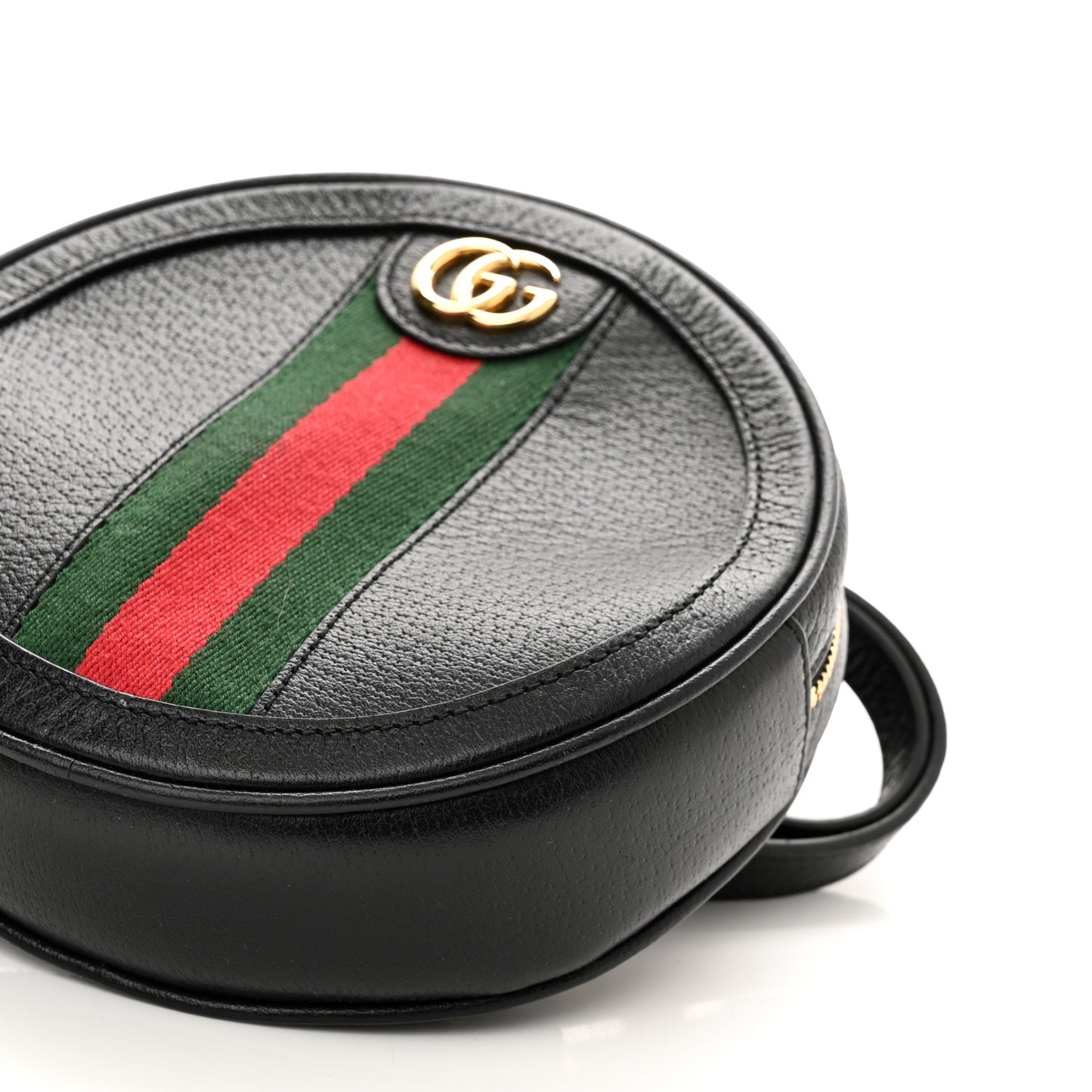 Grained Calfskin Web Mini Ophidia Round Backpack Black