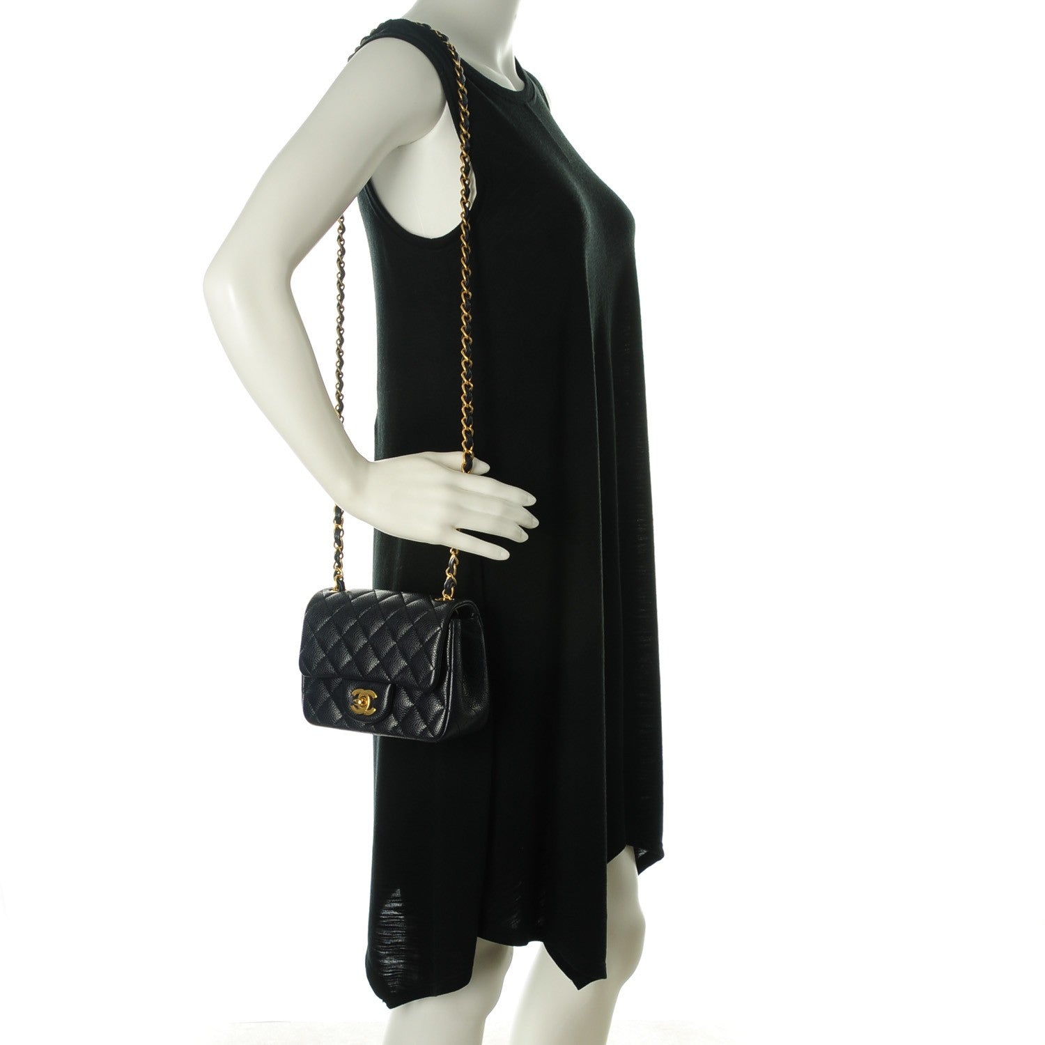 Chanel Caviar Quilted Mini Square Flap Navy 2 of 8