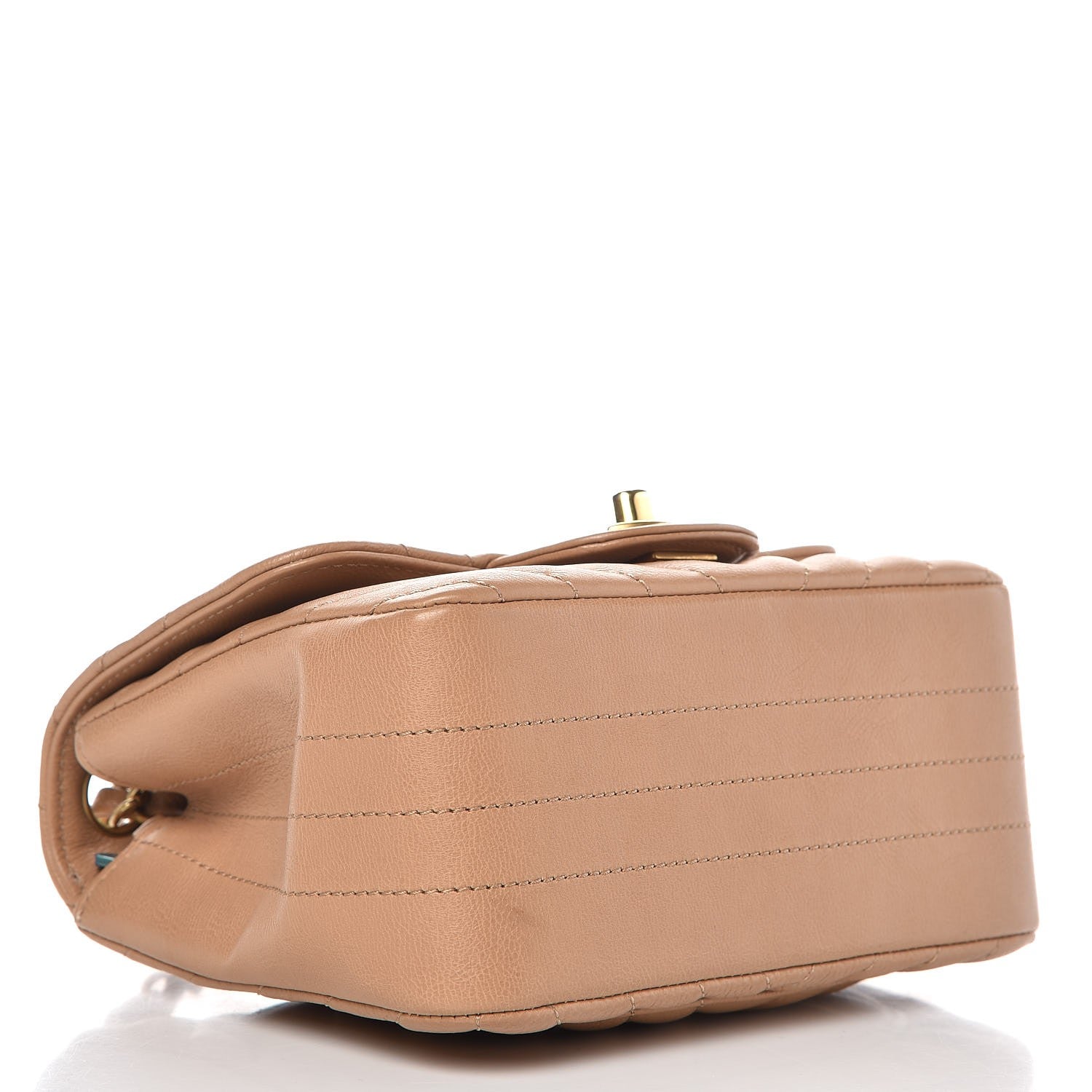 Chanel Calfskin Chevron Quilted Mini Square Flap Dark Beige 4 of 9