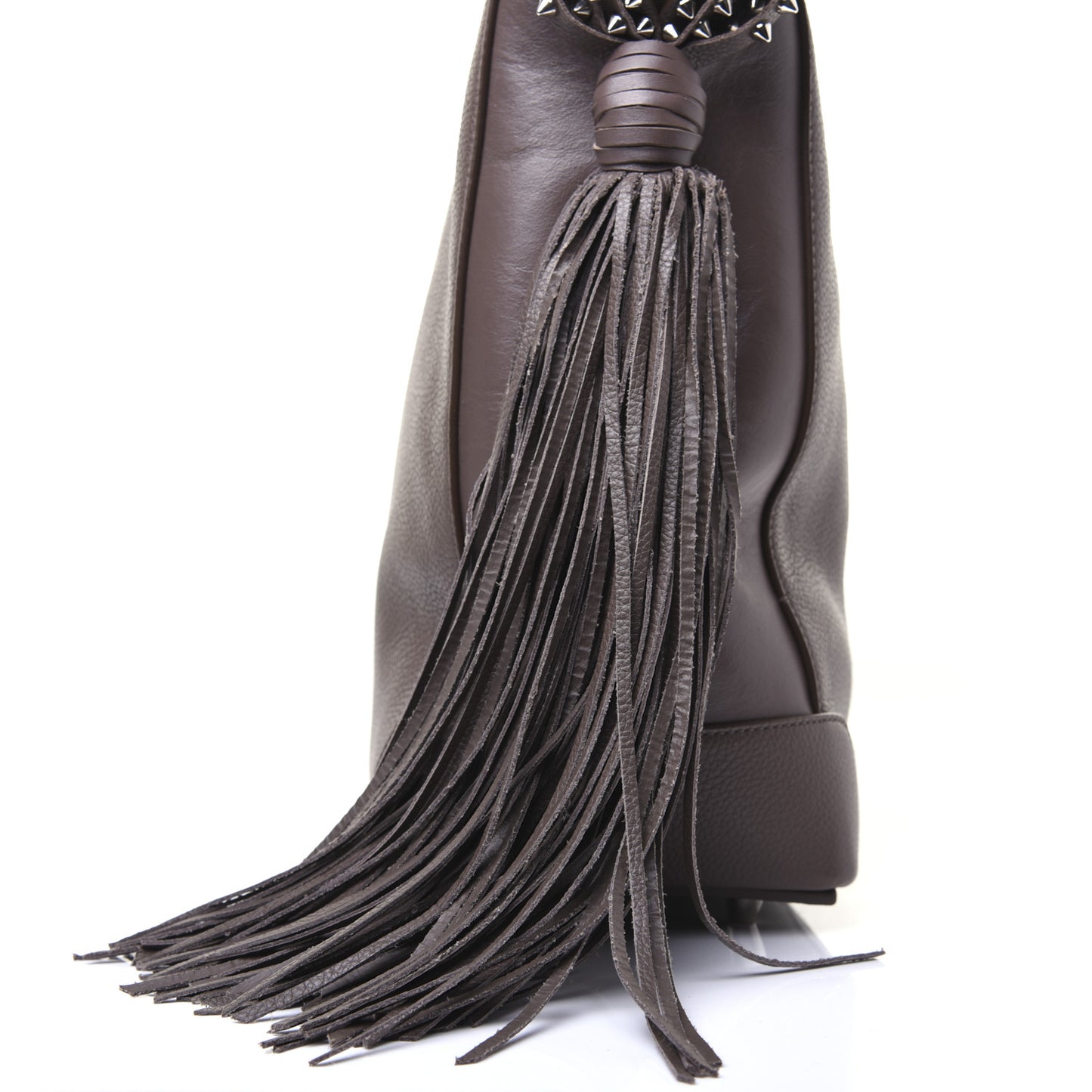 Empire Calf Spikes Fringe Eloise Hobo Grey