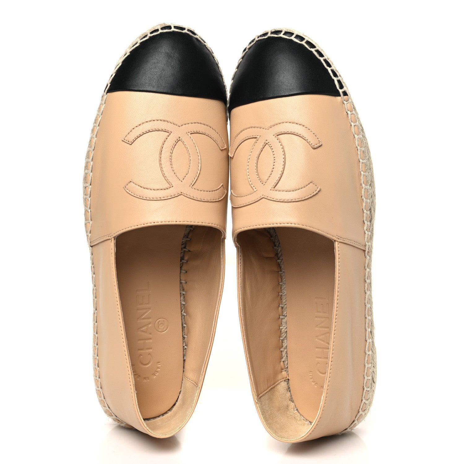 Chanel Lambskin CC Espadrilles 39 Beige Black 2 of 10