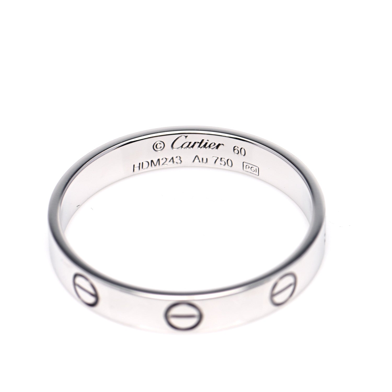 Cartier 18K White Gold 3.5mm LOVE Wedding Band Ring 60 9 5 of 6