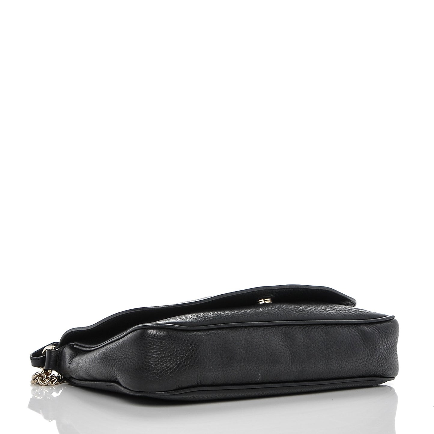 Pebbled Calfskin Medium Soho Flap Crossbody Black