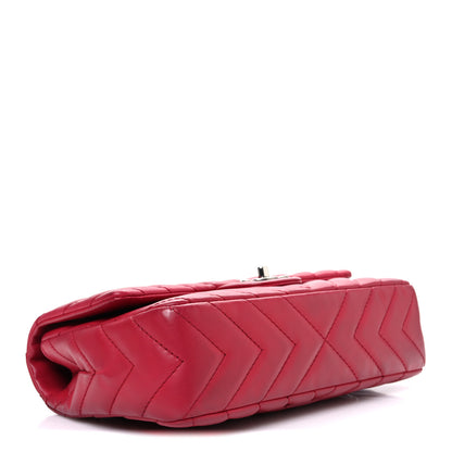 Chanel Lambskin Chevron Quilted Medium Single Flap Dark Pink 4 of 10