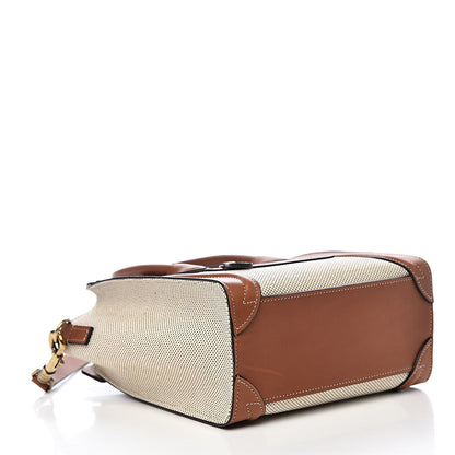 Celine Textile Smooth Calfskin Nano Luggage Tan White 4 of 12