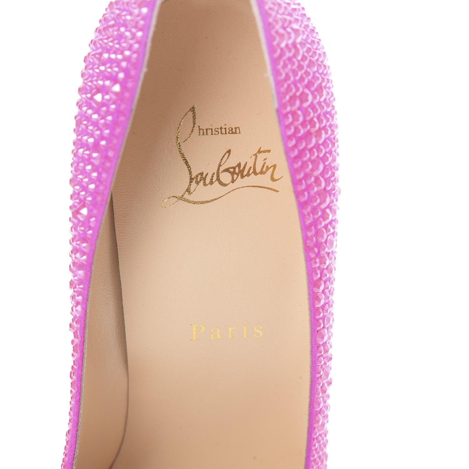 Christian Louboutin Veau Velours Strass Kate 100 Pumps 38.5 Diva Pink Fluo 5 of 7