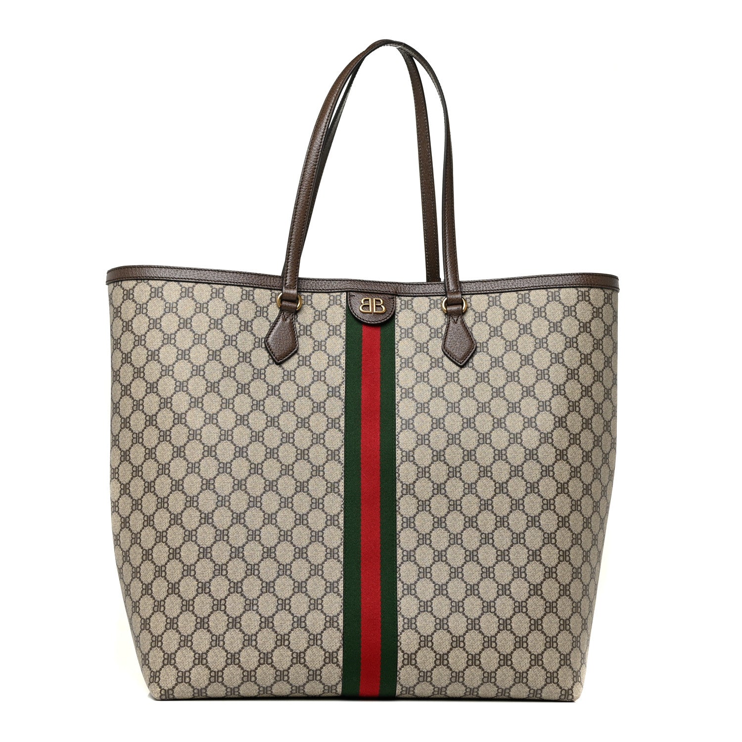 Gucci X BALENCIAGA BB Supreme Monogram Web Large Ophidia Shopping Tote Beige New Acero 1 of 9