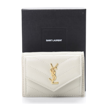 Saint Laurent Grain De Poudre Matelasse Chevron Monogram Tiny Wallet Soft Cream 8 of 8